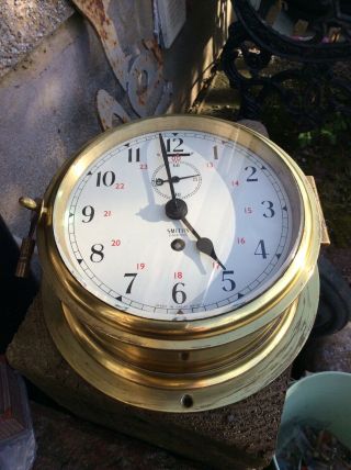 Ships Brass Bulkhead Wall Clock By Smiths Empire Vintage Marine Maritime