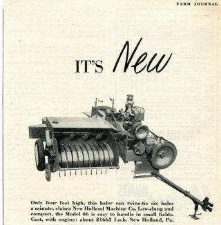 1953 Small Print Ad Of Holland Tractor Model 66 Hay Baler It 