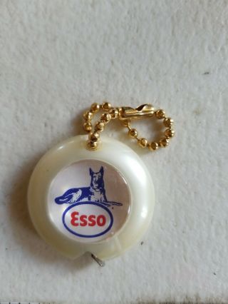 Vintage Esso Oil & Gas Station Dealer Key Chain Tape Measure