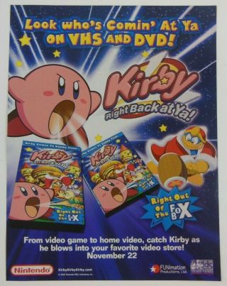 Kirby Right Back At Ya Print Ad Dvd Poster Art Promo Nintendo Funimation Vhs
