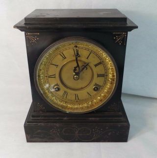 Antique Waterbury Mantle Clock With Metal Casing Usa
