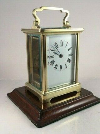 Antique French Brass Carriage Clock & Key.  Restored And Serviced Last Month.