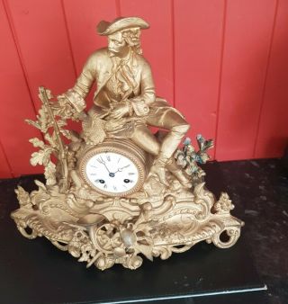 Antique French Japy Freres Gilt Gilded Brass Vintage Mantel Clock 1855