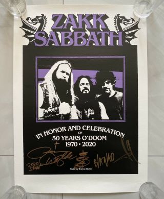 Zakk Wylde Ozzy Osbourne “zakk Sabbath” Vip Tour Lithograph Poster Hand Signed