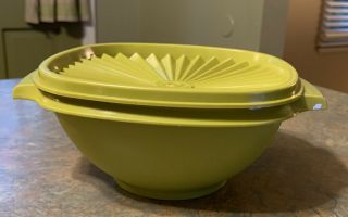 Vintage Tupperware Servalier Bowl With Lid 840 - 3 Olive Green