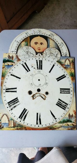Antique Tall Case / Grandfather Clock Moon Dial 14x20