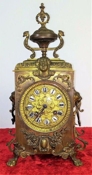 Mantel Clock.  Bronze Ormolu.  France (?).  Final Century Xix