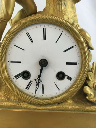 Antique French Empire Gilded Gilt Bronze Figural Mantel Clock 2