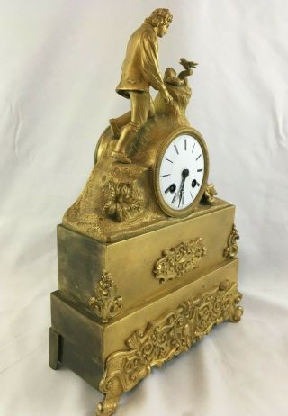 Antique French Empire Gilded Gilt Bronze Figural Mantel Clock 3