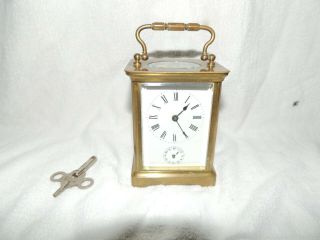 French? Brass Carriage Clock W/alarm - Open Escapement,  Porc.  Face