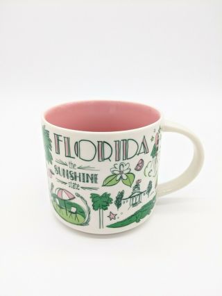 Starbucks Been There Series Florida Mug Pink And Green (c) 2017 14 Oz