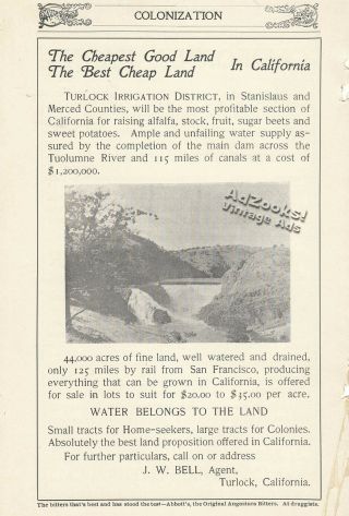 1900 Real Estate Land Tracts Print Ad – La Grange Dam On The Tuolumne River Pix