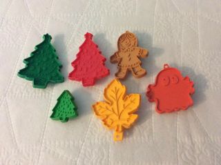 Hallmark Cards Vintage Plastic Cookie Cutters - Christmas Trees,  Leaf,  Ghost,  Girl