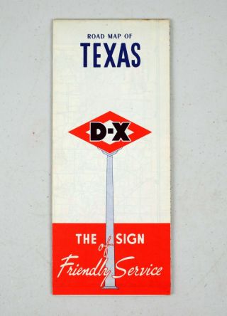 Vintage 1950s Dx Texas Road Highway Map D - X