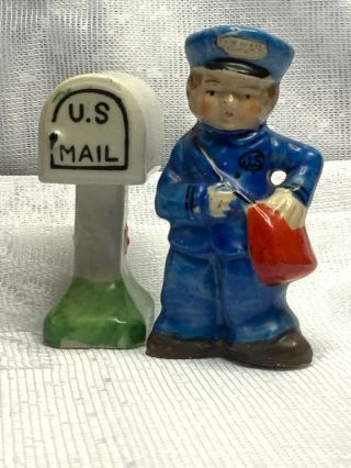Vintage Us Mail Salt Pepper Shakers S/p S&p Mailman Postman Mailbox Japan