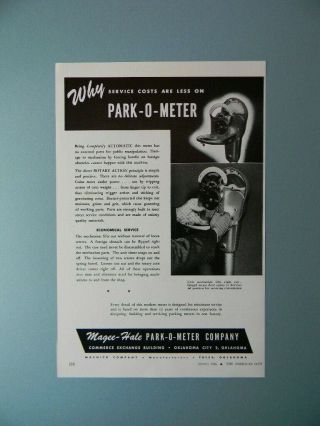 1946 Magee - Hale Parking Meters " Why Service Costs Are Less.  " Sales Art Ad