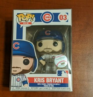 Funko Pop Kris Bryant Chicago Cubs Vaulted Vinyl Figure.  With Pop Protector