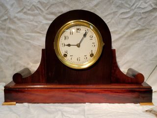 Sessions Restored Circa 1923 Mahogany Tambour Mantel Clock 2
