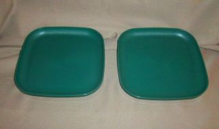 Vintage Set Of 2 Tupperware Green Luncheon Plates 1534