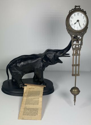 Elephant Mystery Swinger Clock - Clock Swings Back & Forth Clock Is Parts Only