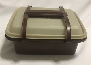 Tupperware Pack N Carry LUNCH BOX Almond Brown 10pc Cup Sandwich Snack Dessert 2