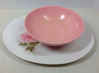 Vintage Boonton Ware Pink Somerset Melamine Melmac Serving Bowl & Platter 60 