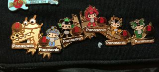 2008 Beijing Olympic Pins Panasonic Dragon Puzzle Mascots - 6 Pins