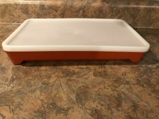 Vintage Tupperware Hot Dog Lunch Meat Bacon Saver Storage Container Red 1292