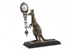 Wonderful Late 19th Bronze Kangaroo Mystery Clock By Junghans