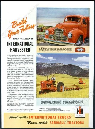 1947 International Harvester Farmall Tractor Truck Art Photo Vintage Print Ad