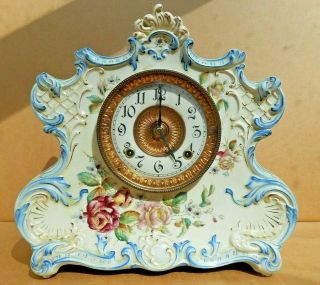 Ansonia Dresden Extra Porcelain Mantle Clock