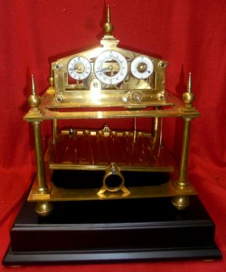 5 Finial William Congreve Rolling Ball Clock With Base & Key