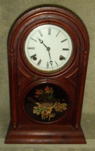 Early Atkins Clock Co " Round Top " Mantle / Parlor Clock Runs Good Collectable