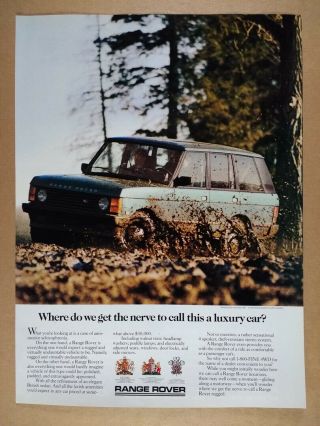 1987 Range Rover Classic Driving In Mud Photo Vintage Print Ad