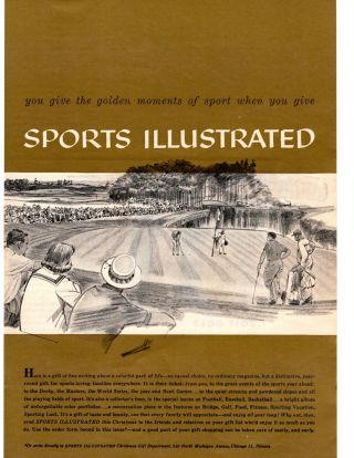 1958 Masters Golf Sports Illustrated Subscription Christmas Gift Idea Print Ad