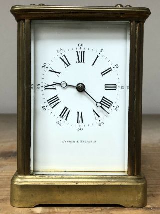 Antique 19th Century Brass Carriage Clock Or Timepiece - Jenner & Knewstub