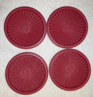 4 Vintage Tupperware Replacement Lid 5 " Servalier Instant Seal 812 Red