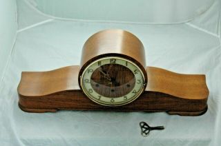Vintage Mid Century Westminster Chimes Mantle Clock With Key.