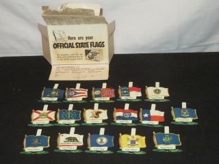 1959 Nabisco Shredded Wheat Usa Complete Set A 16 State Metal Flags & Order Form