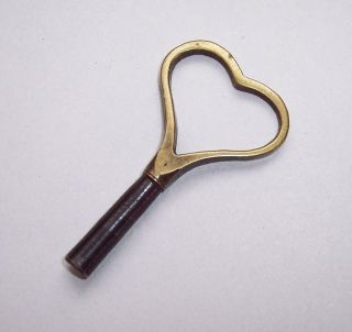 Vintage Antique Heart Shaped Brass & Steel Clock Key Winder Mantle Carriage