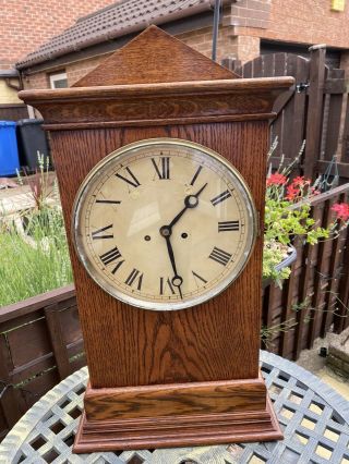 Stunning Oak Cased Double Chain Fusee Bracket Clock Strikes On A Bell