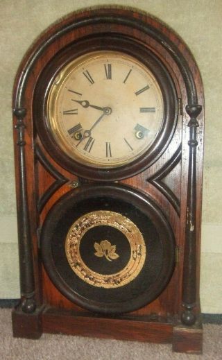 Another Early Atkins Clock Co " Round Top " Parlor Clock Runs Good Collectable