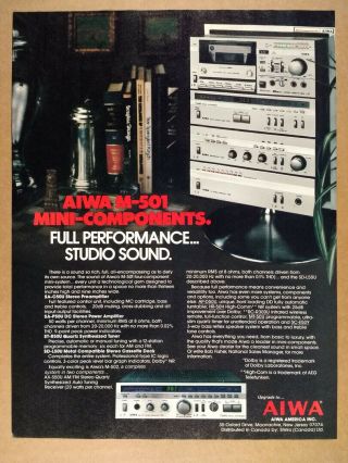 1980 Aiwa M - 501 Mini - Component Stereo System Vintage Print Ad