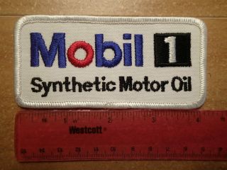 Vintage Embroidered Racing Patch - Mobil 1 - - Synthetic Motor Oil