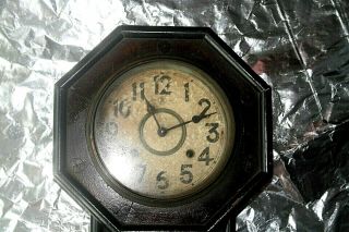 Antique 8 Day Regulator Style Wall Clock Glass - No Key - A Trade Mark