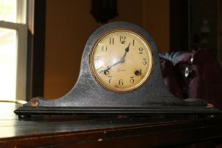 Vintage Antique Sessions Mantle Clock With Key And Pendulum P/r