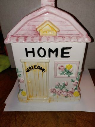 Vintage Collectible Ceramic Cottage House Home Cookie Jar