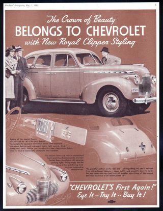 1940 Canadian Chevrolet Print Ad Special Deluxe 4 - Door Sedan