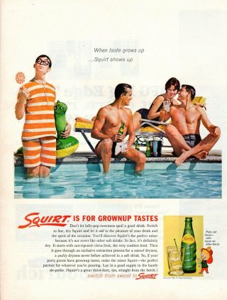 Vintage Advertising Print Soft Drink Squirt Bathing Suit Boys Men Taste Grows Up