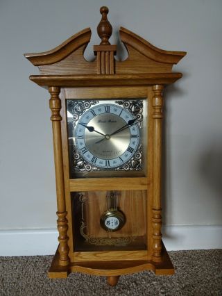 Vintage Oak Daniel Dakota Wall Clock With Quartz Movement (pendulum Brass Decal)